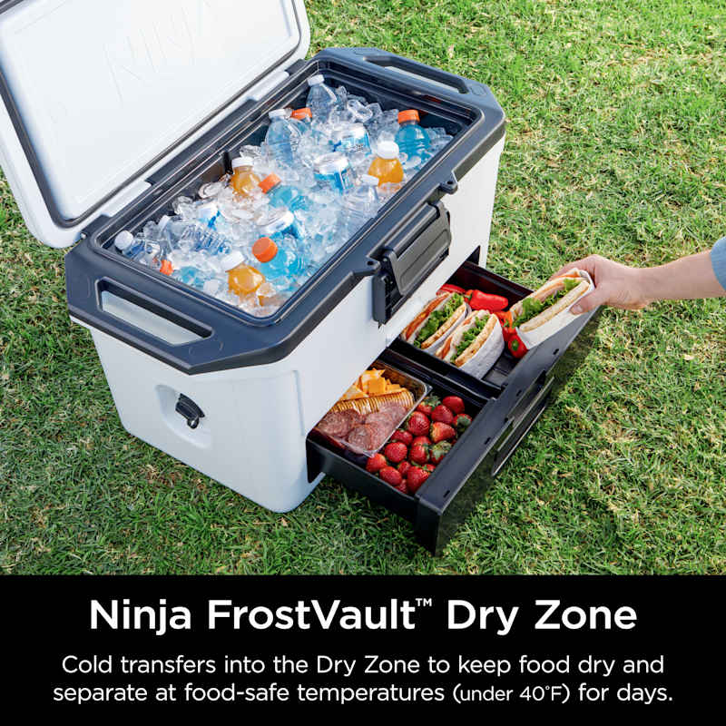 Ninja FrostVault™ 50qt Hard Cooler with Cold Dry Zone, Cloud White Ninja FrostVault™ 50qt Hard Cooler with Cold Dry Zone, Cloud White