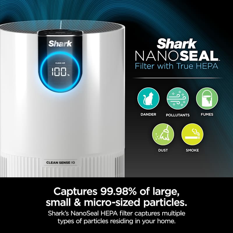 Shark Air Purifier with True HEPA Compact Quiet Clean Sense IQ White Shark Air Purifier with True HEPA Compact Quiet Clean Sense IQ White