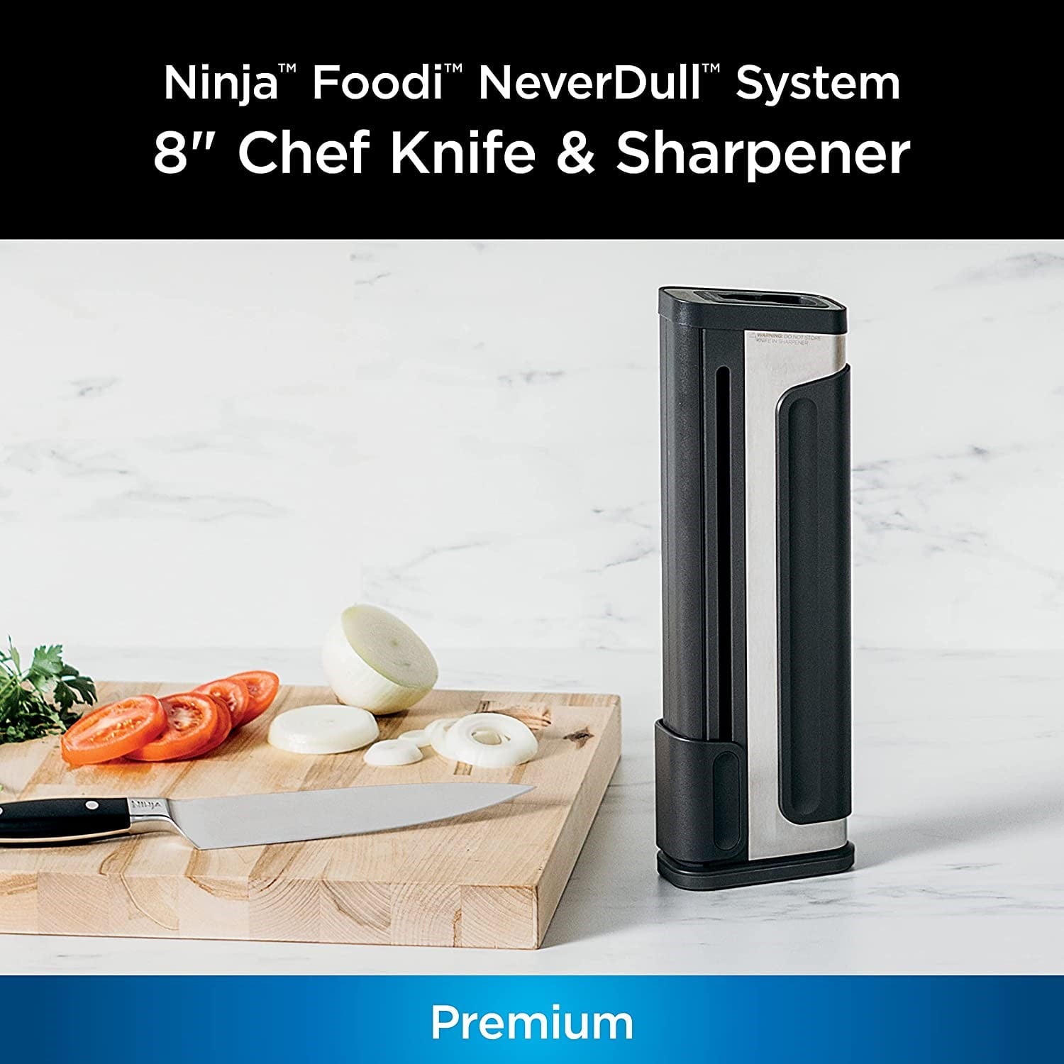 Ninja Foodi NeverDull System Chef Knife & Sharpener, Premium German Stainless Steel, Black Ninja Foodi NeverDull System Chef Knife & Sharpener, Premium German Stainless Steel, Black