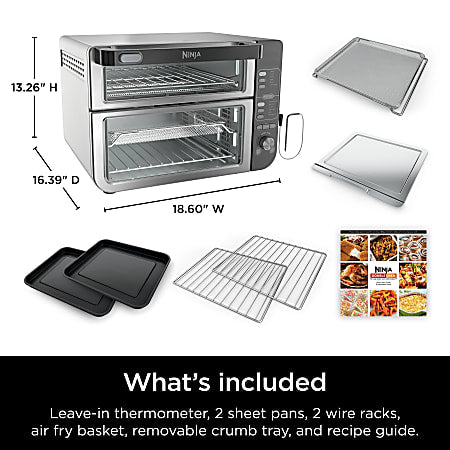 Ninja 12-in-1 Smart Double Oven With FlexDoor, 0.55 Cu. Ft., Silver/Black, Total Qty 1