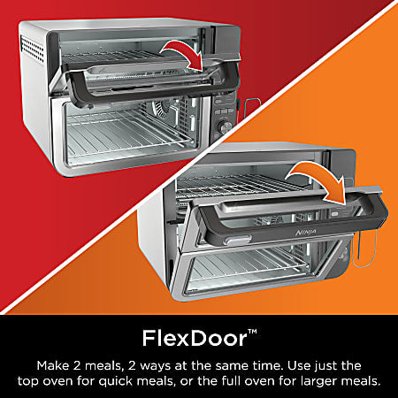 Ninja 12-in-1 Smart Double Oven With FlexDoor, 0.55 Cu. Ft., Silver/Black, Total Qty 1