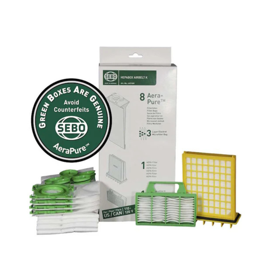 SEBO HEPA Service Box K (8 Bags, HEPA Microfilter, And Exhaust Filter)